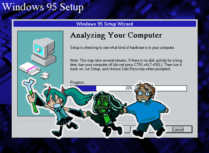 jon martin and miku in an old computer