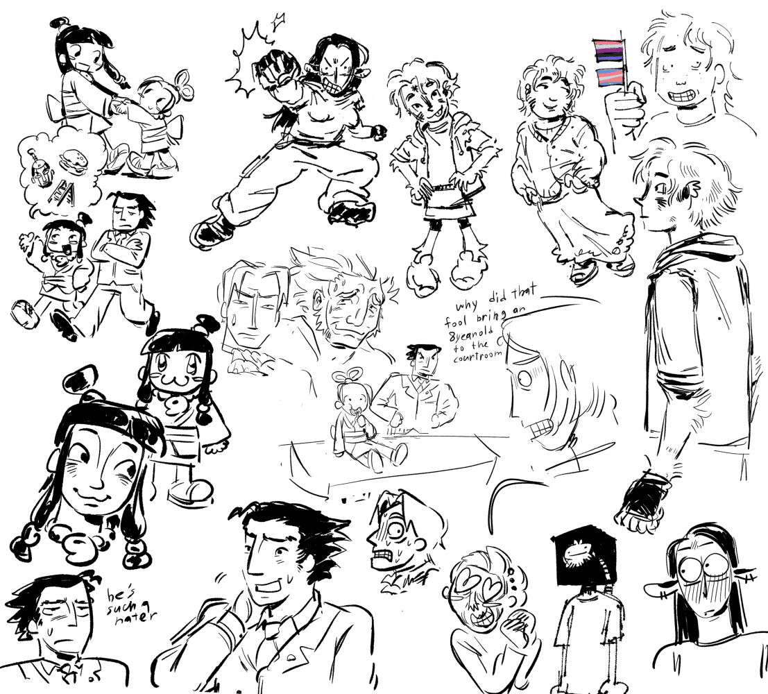  ace atterney and my oc sketches
