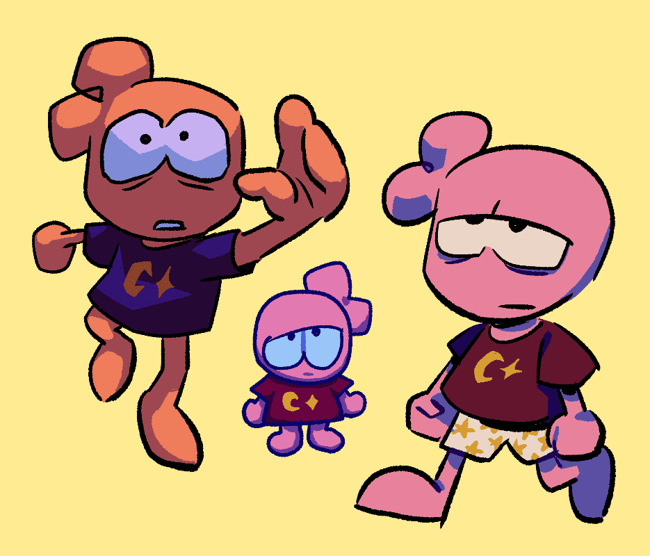 three of my character dude