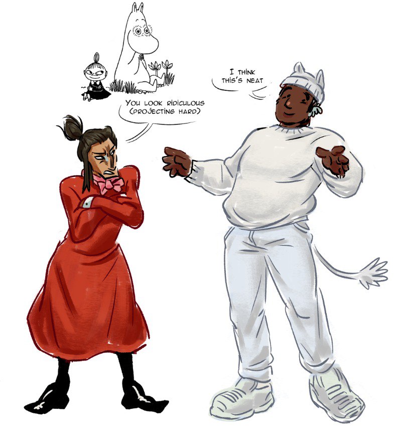 ahimoth dressed up as moomin and zlyuka as little my