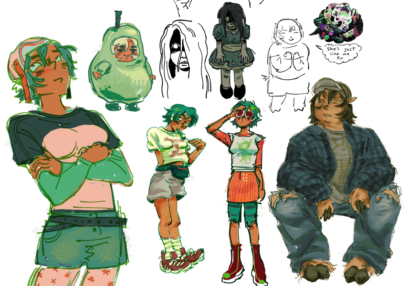 sketches of diffrent outfits