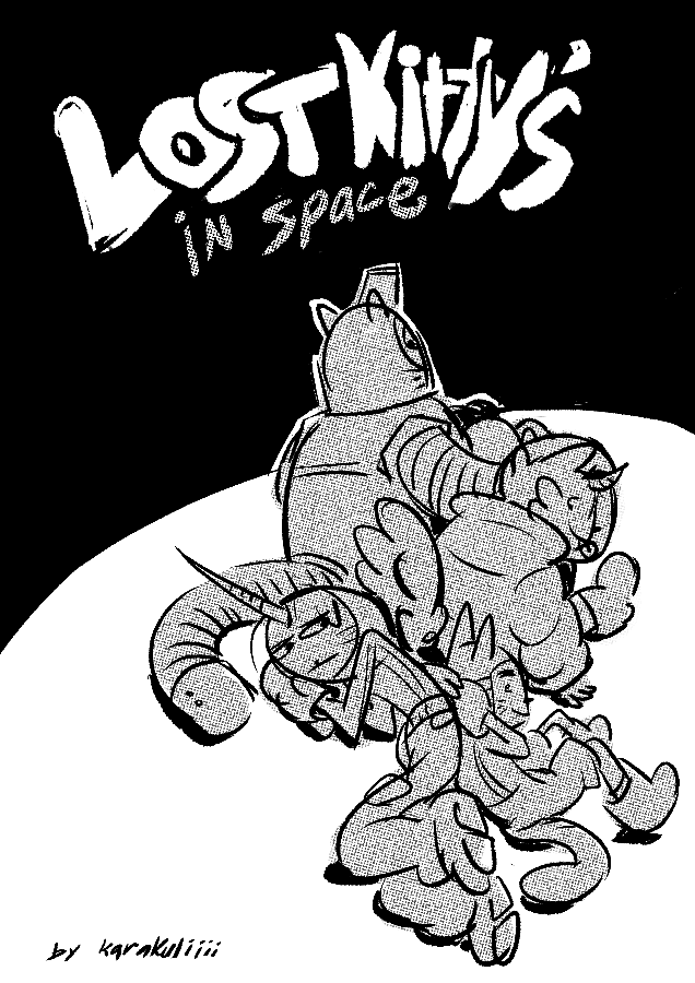 kitty looks annoyed while other cats are chilling closely