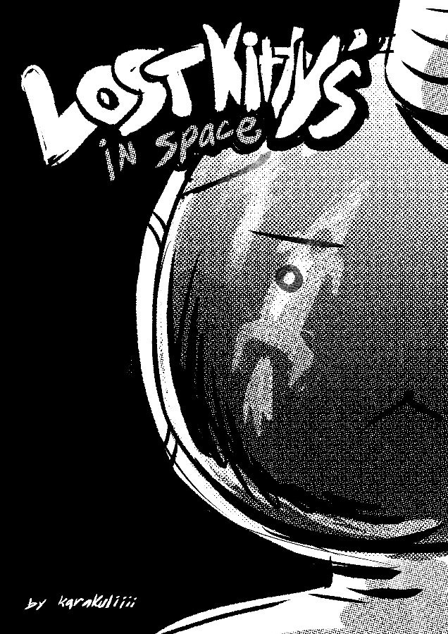 a close up of kittys head, a rocketship is reflected in their helmet